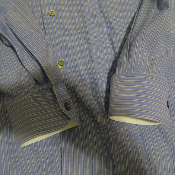 Ermenegildo Zegna Striped Linen Cotton Button Down Dress Shirt - Picture 4 of 9